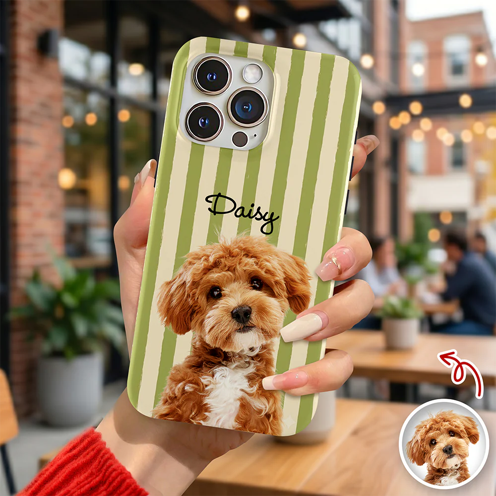 Custom Dog Photo Striped Phone Case – Personalized Gift for Dog Lovers TH10 170395 - Image 5