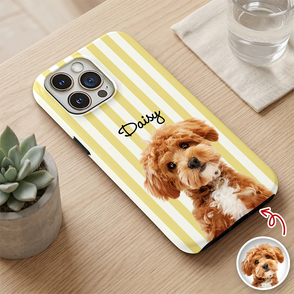 Custom Dog Photo Striped Phone Case – Personalized Gift for Dog Lovers TH10 170395 - Image 6