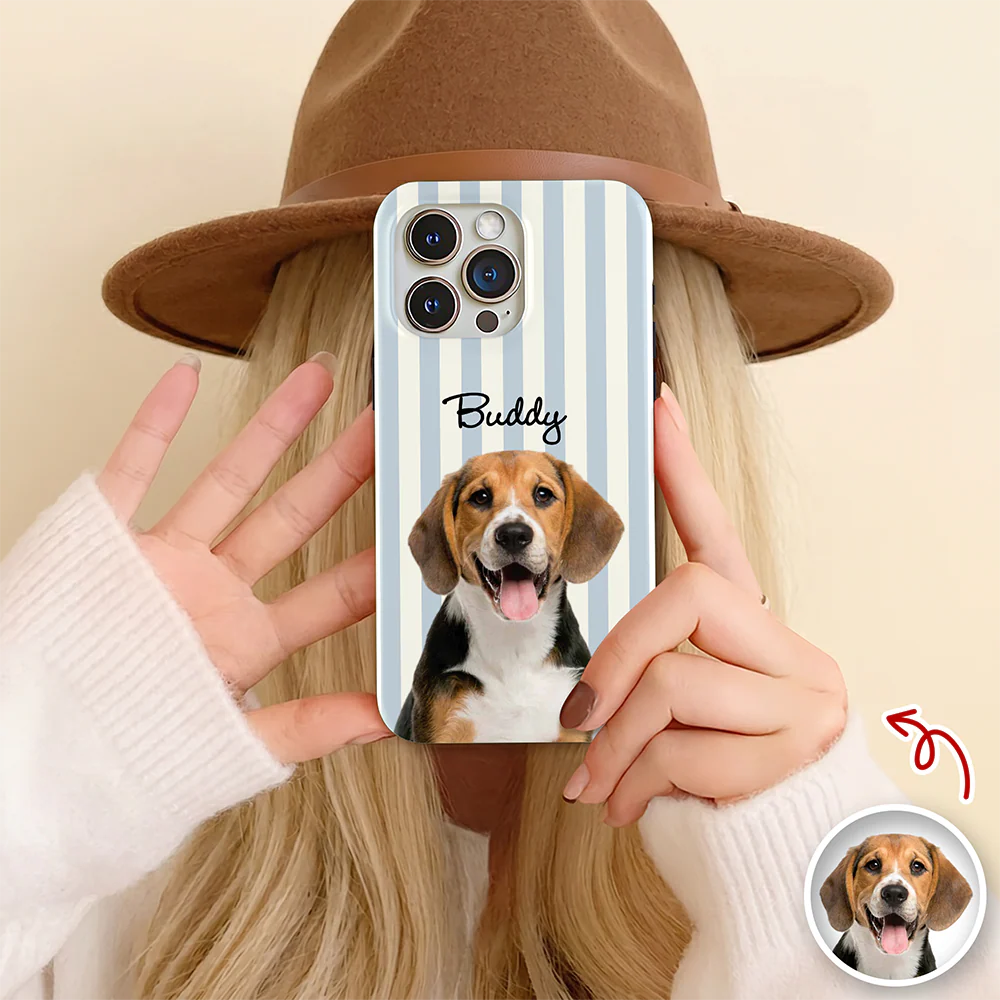 Custom Dog Photo Striped Phone Case – Personalized Gift for Dog Lovers TH10 170395 - Image 7