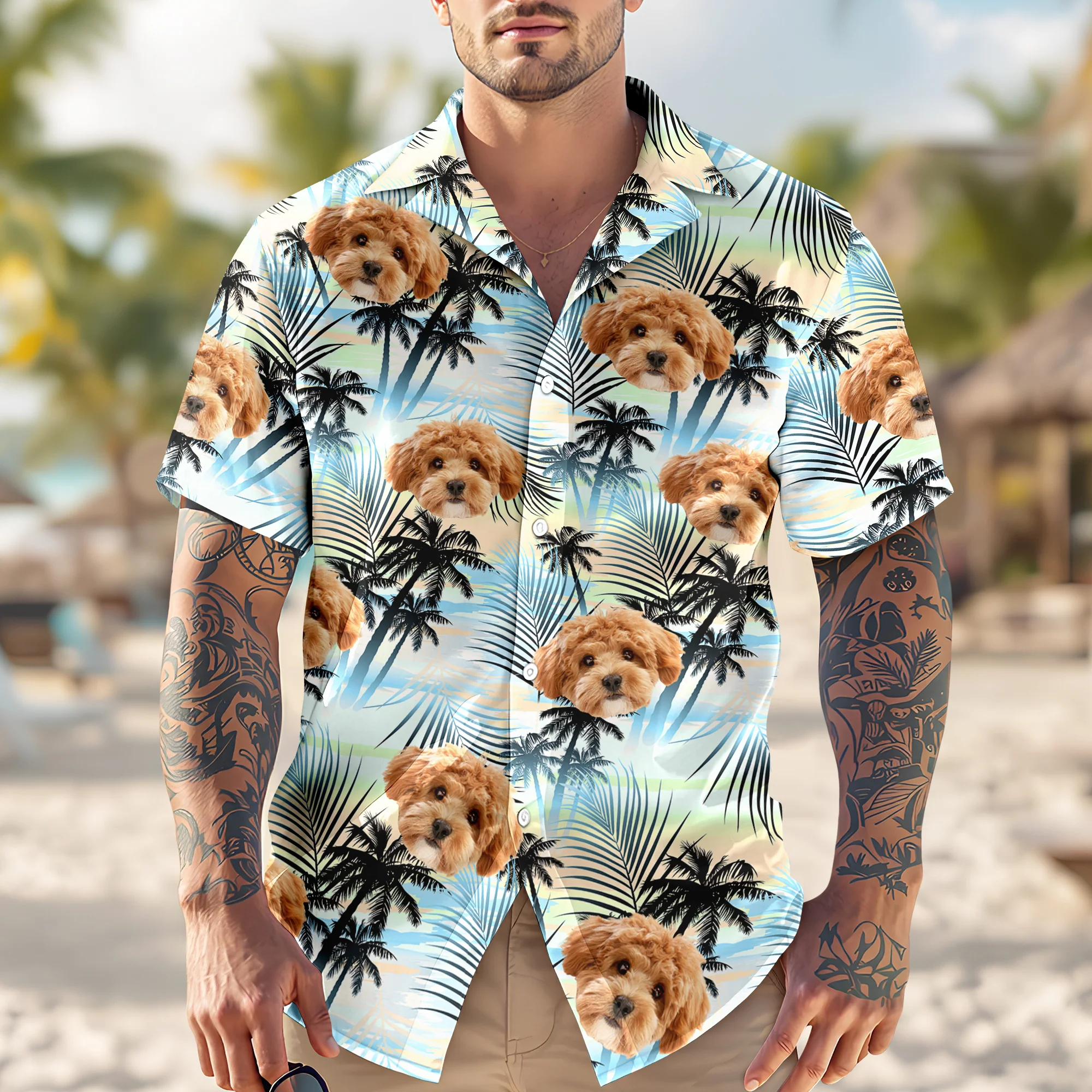 Custom Dog Photo Tropical Summer Hawaii Shirt - Gift for Dog Lovers HO82 902400 - Image 3
