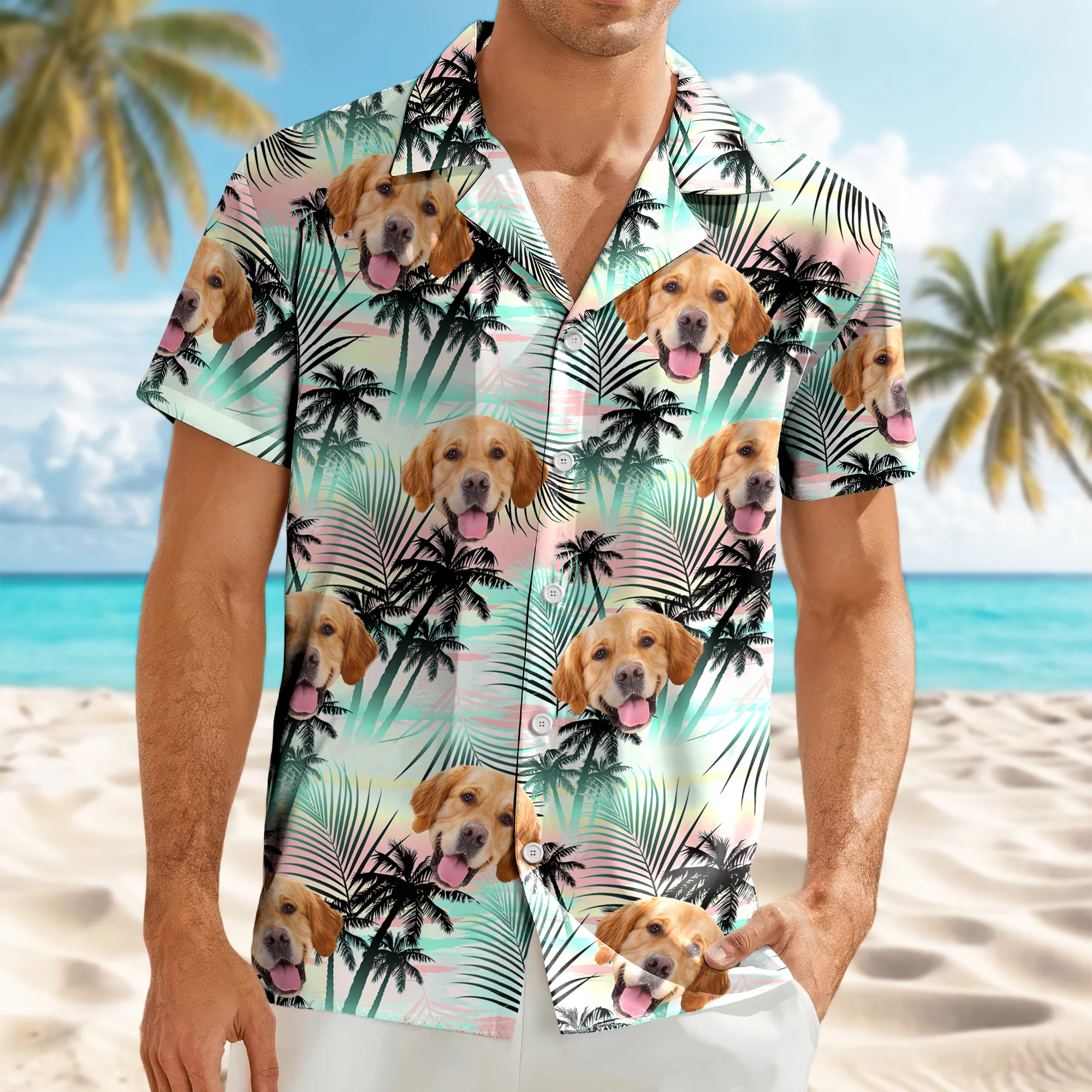 Custom Dog Photo Tropical Summer Hawaii Shirt - Gift for Dog Lovers HO82 902400 - Image 7
