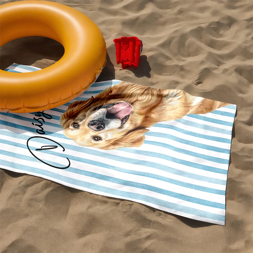 Custom Dog Portrait Beach Towel - Personalized Pet Lover Gift CH07 911466 - Image 3