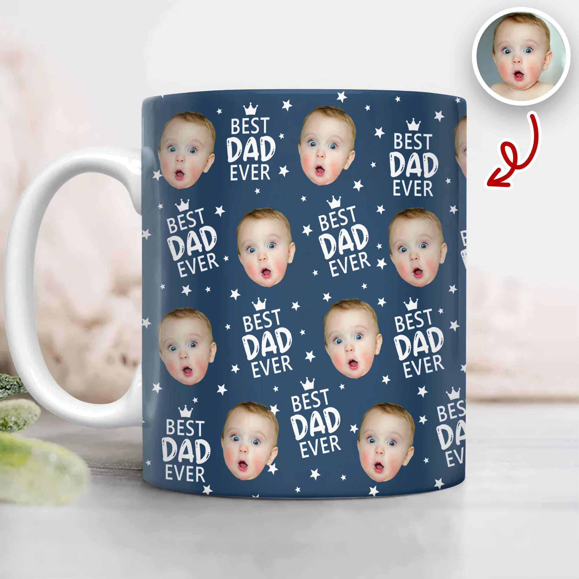 Custom Face Best Dad Ever Print Full Mug Father's Day Gift CH07 911556