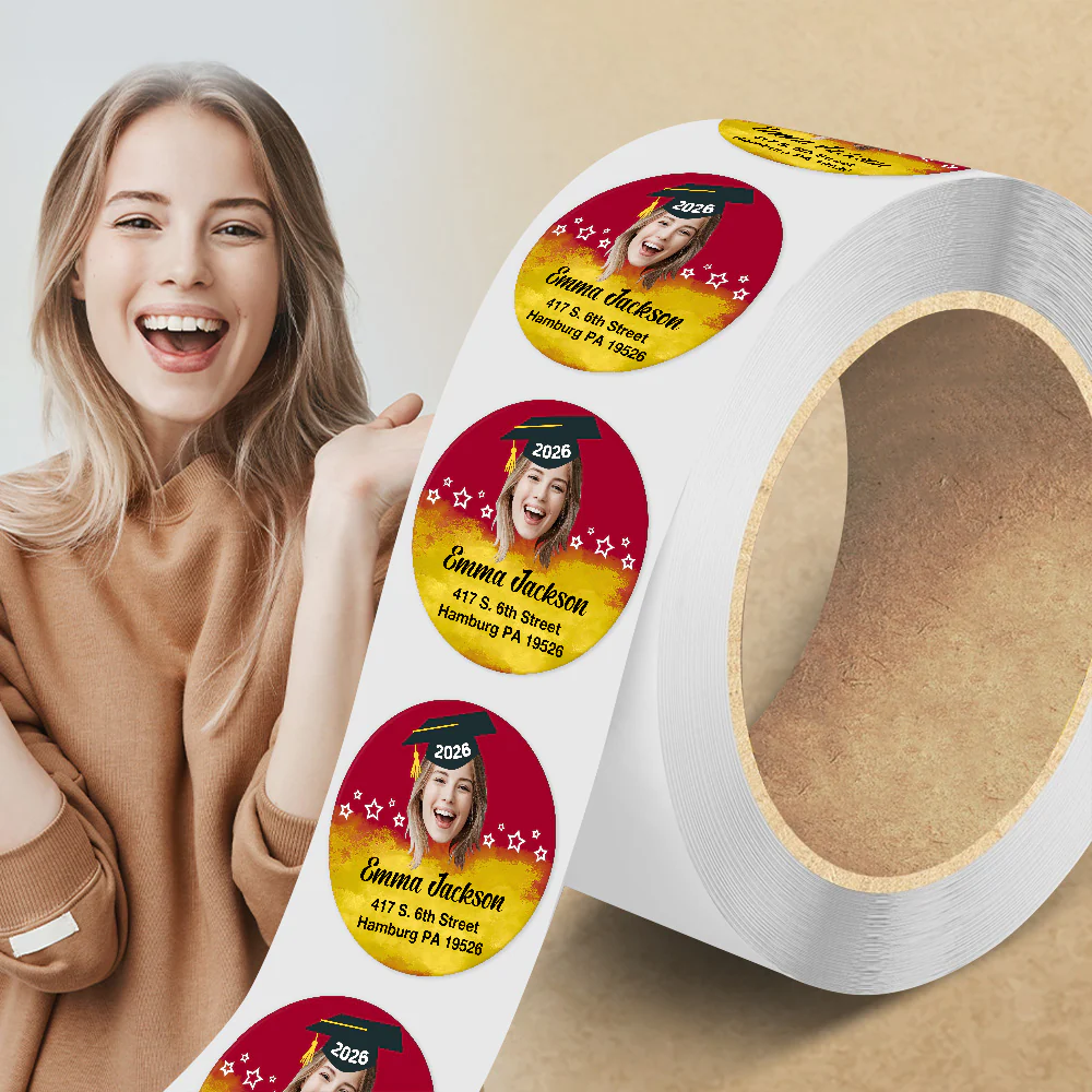 Custom Face Graduation 2026 Return Address Personalized Roll Sticker HA75 920446 - Image 2