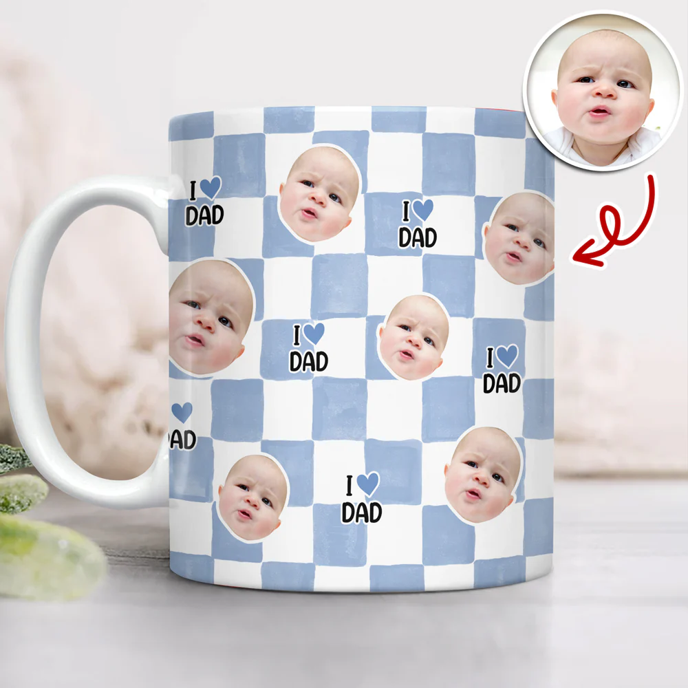 Custom Face I Love Daddy Print Full Mug Father's Day Gift CH07 911566 - Image 7