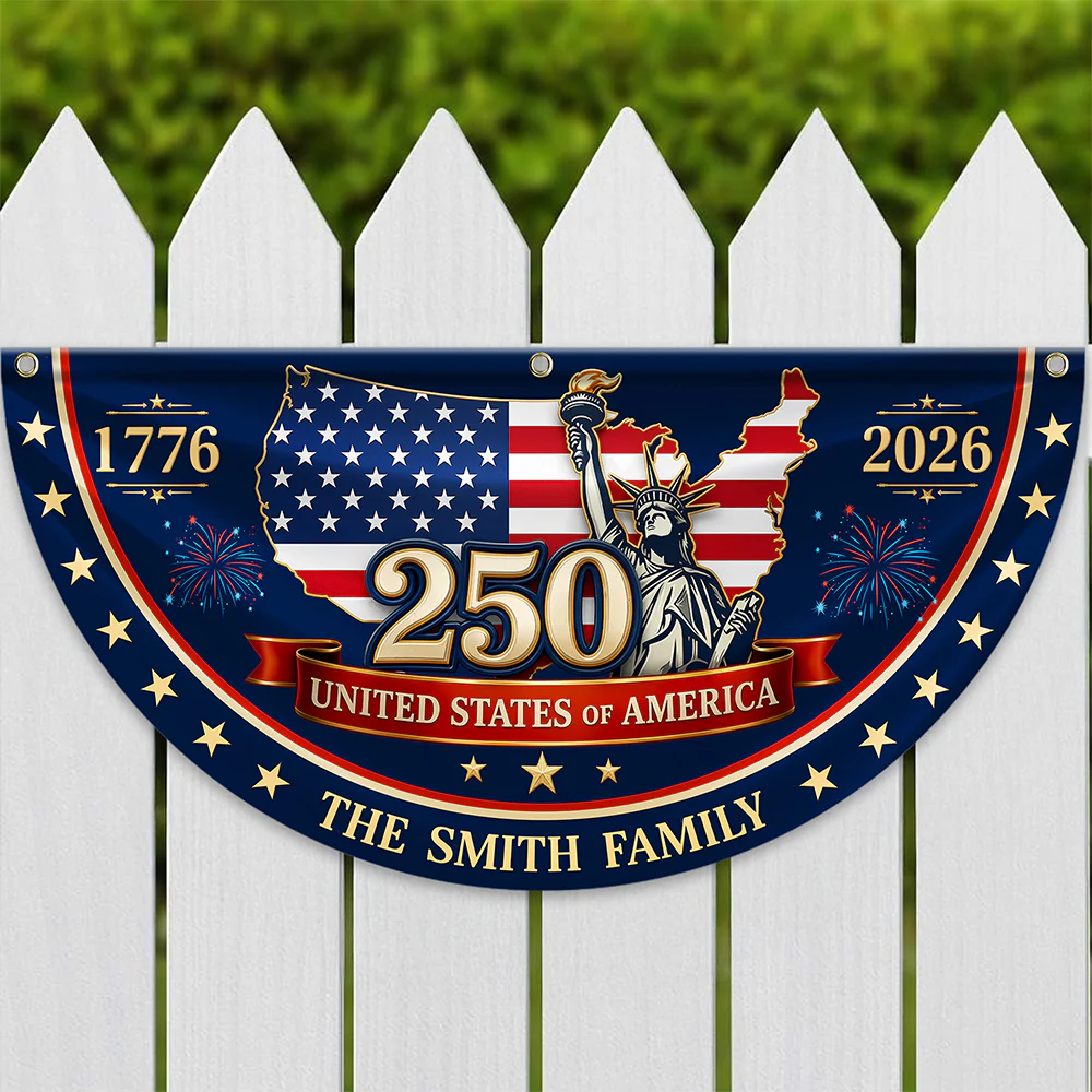Custom Family Name 250 United States Of America 1776-2026 Non-Pleated Fan Flag CH07 911902