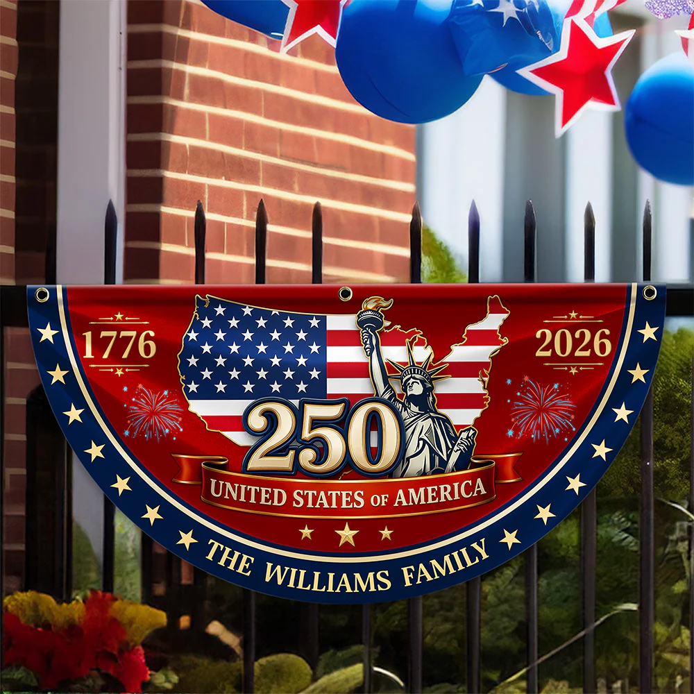 Custom Family Name 250 United States Of America 1776-2026 Non-Pleated Fan Flag CH07 911902 - Image 7