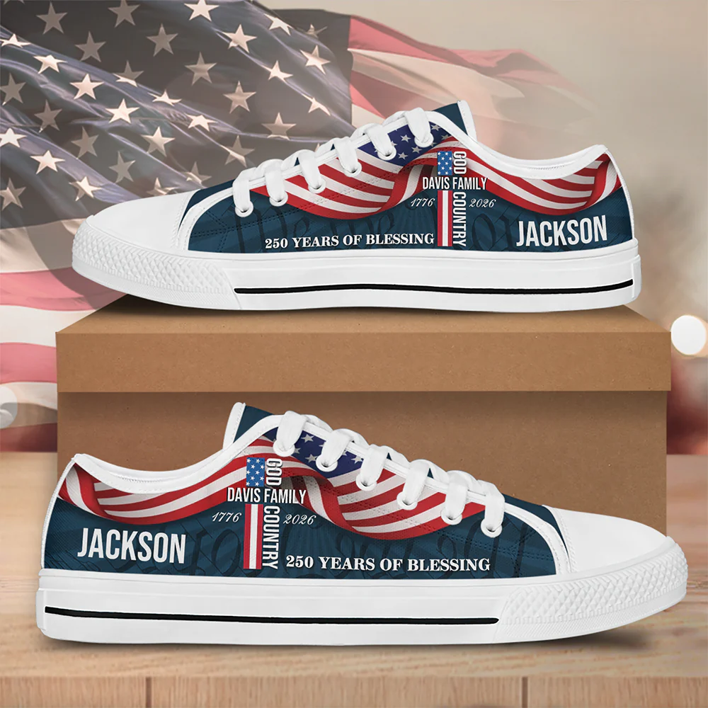 Custom Family Name 250 Years of Blessing 1776–2026 Canvas Shoes - Personalized Patriotic Gift for Family HO82 902076 - Image 2