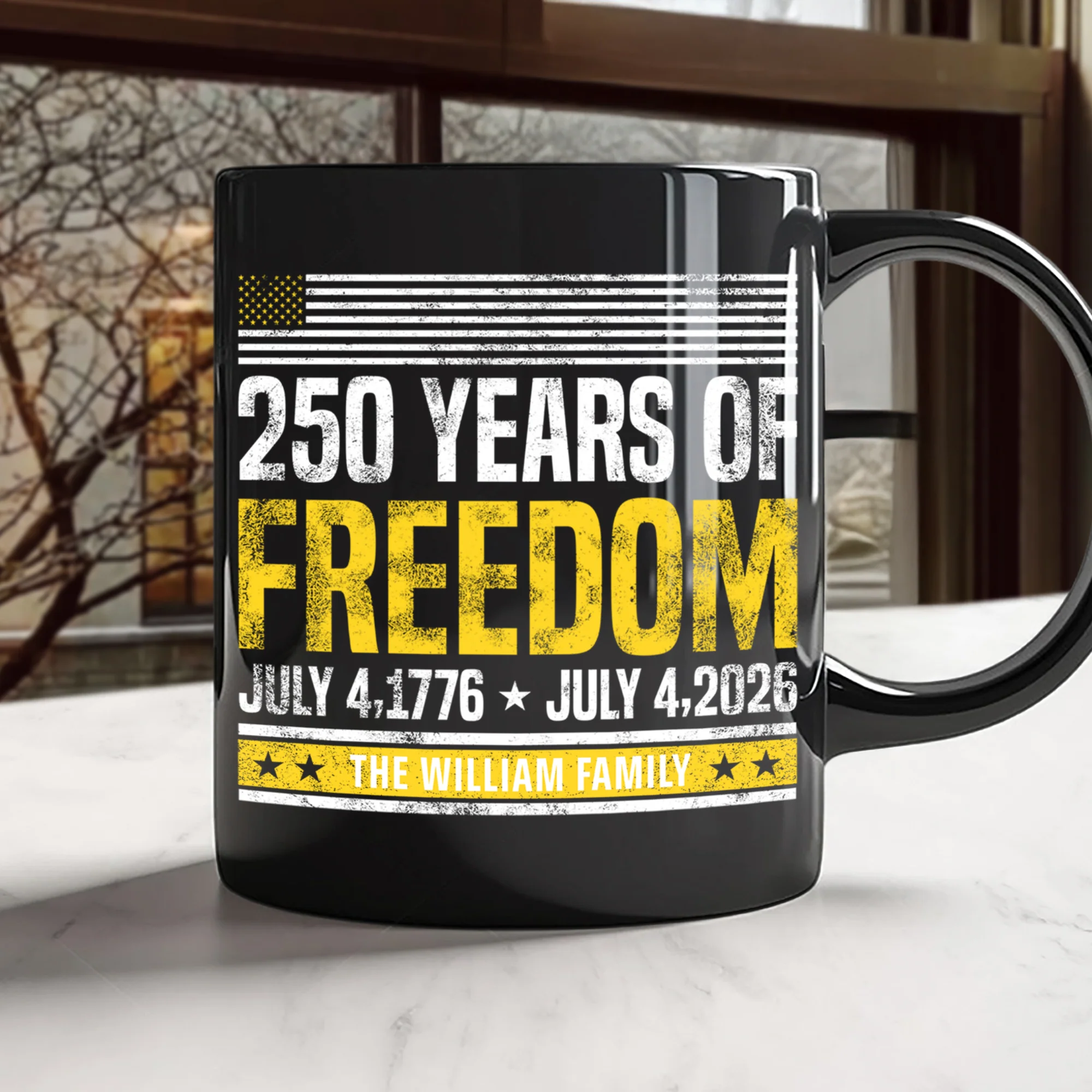 Custom Family Name 250 Years Of Freedom 1776-2026 Black Mug LM32 895309 - Image 3