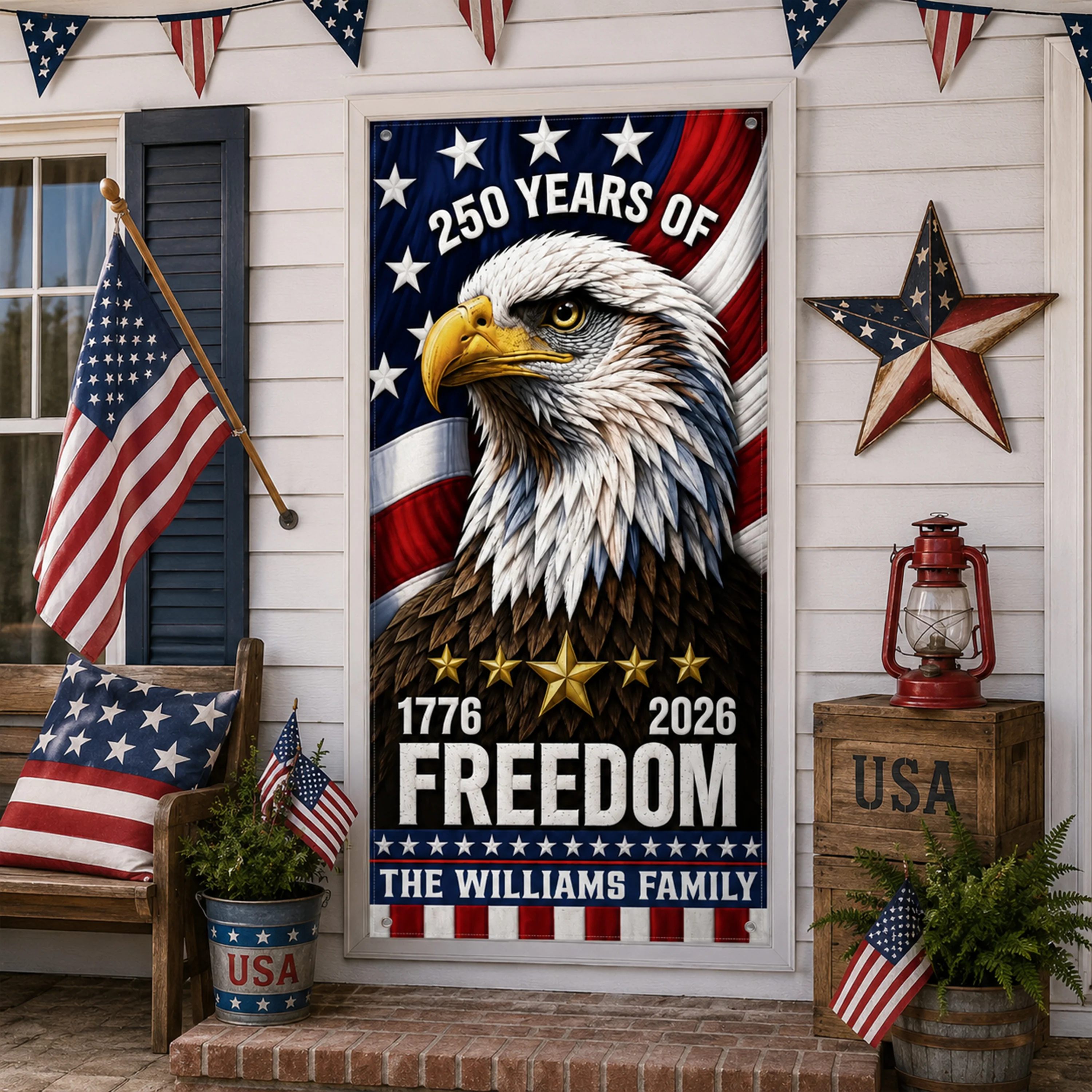 Custom Family Name 250 Years Of Freedom America 1776-2026 Eagle Door Cover CH07 911804 - Image 5