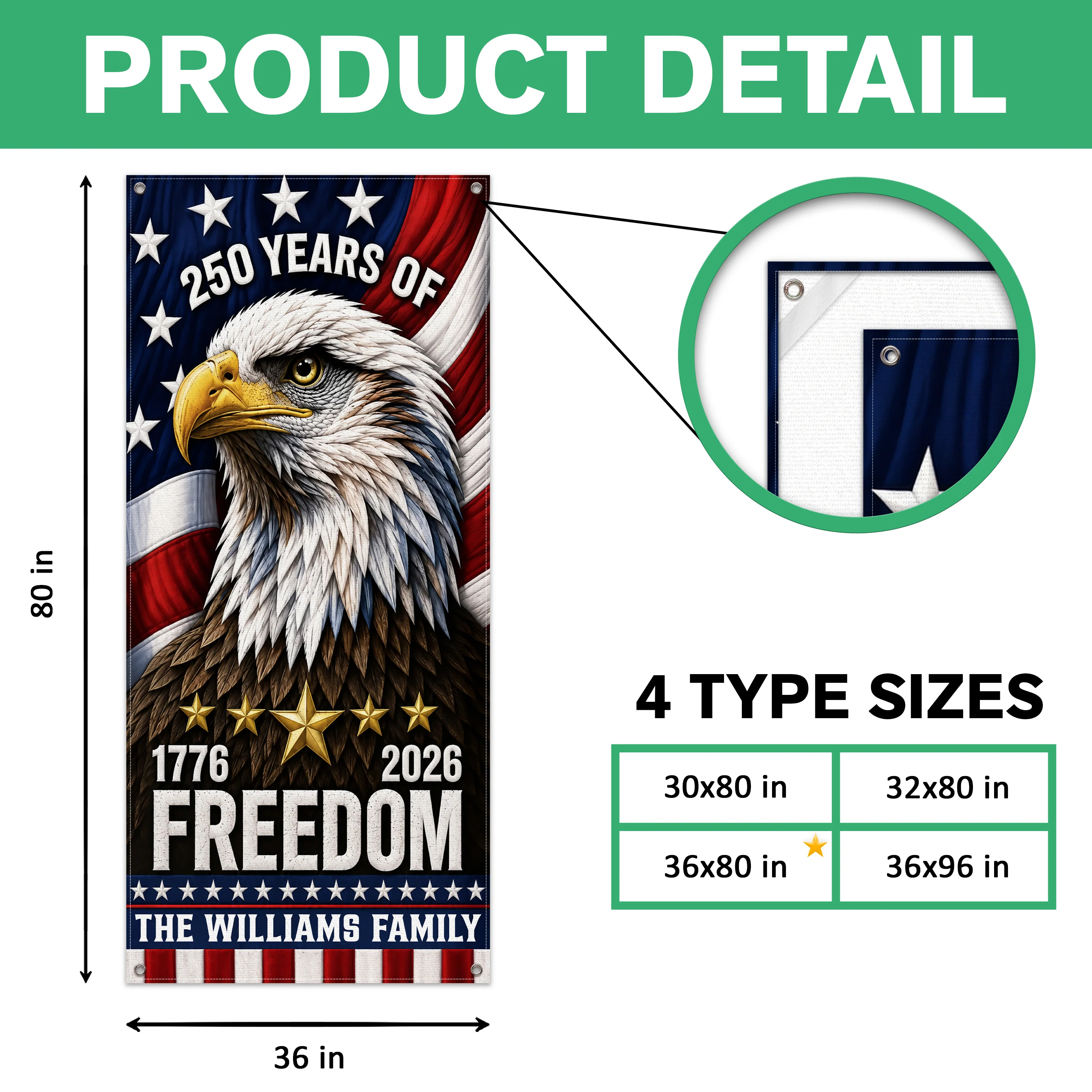 Custom Family Name 250 Years Of Freedom America 1776-2026 Eagle Door Cover CH07 911804 - Image 7