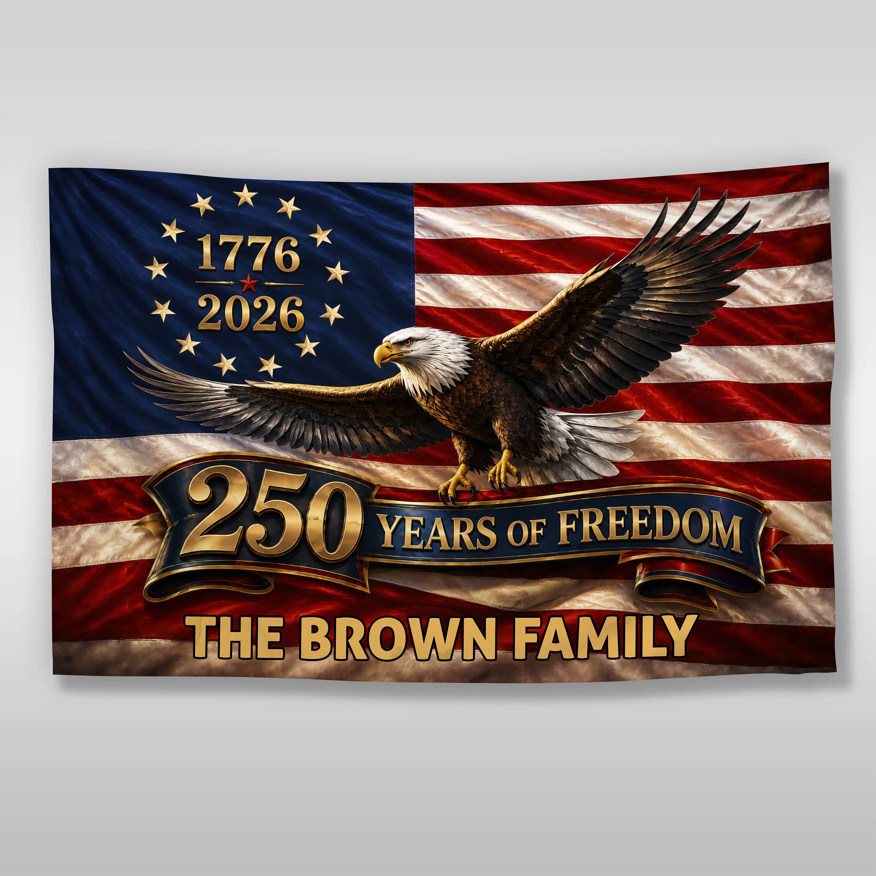 Custom Family Name 250 Years Of Freedom America 1776-2026 Eagle House Flag CH07 911802 - Image 6