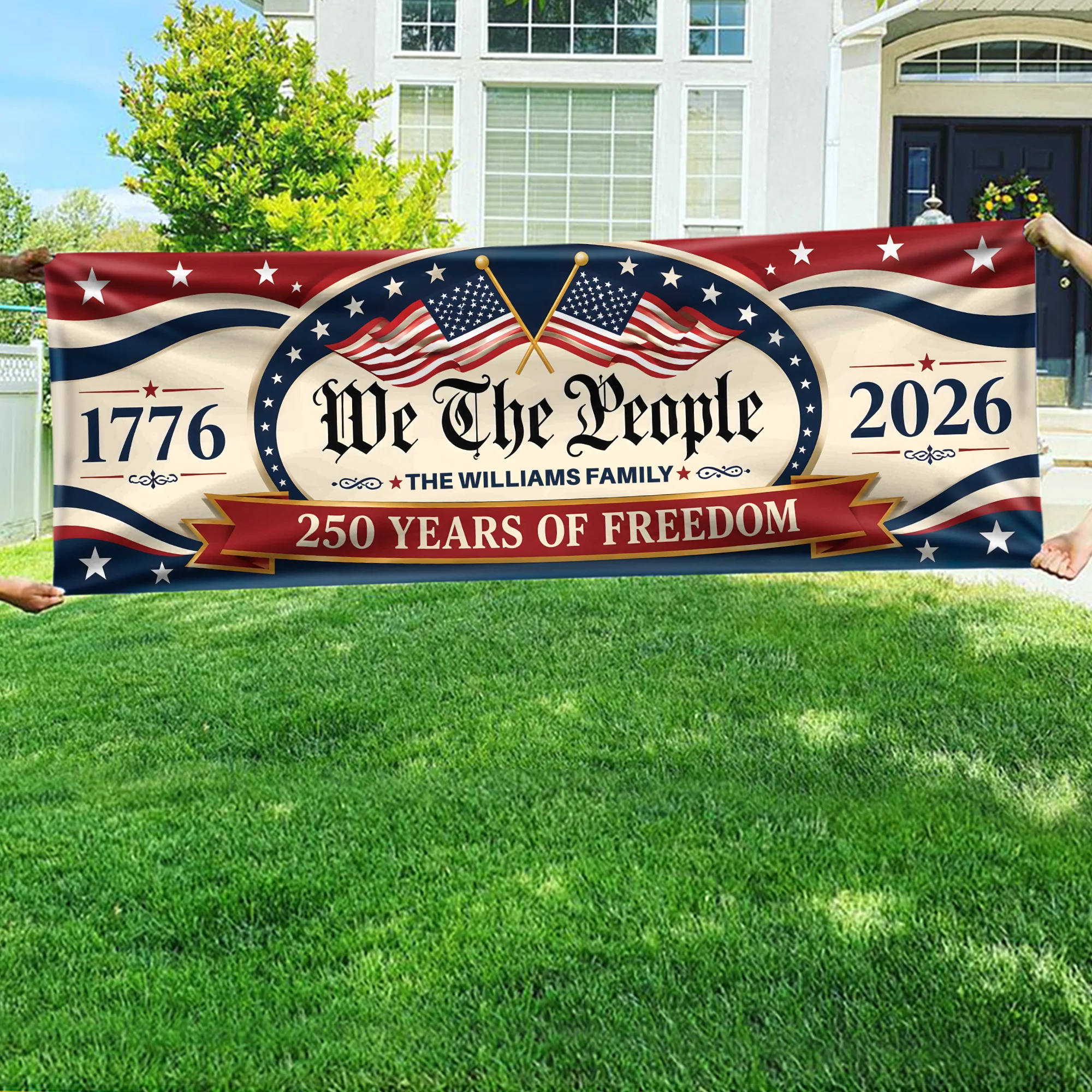 Custom Family Name 250 Years Of Freedom We The People America 1776–2026 Patriotic Banner HO82 902868 - Image 2