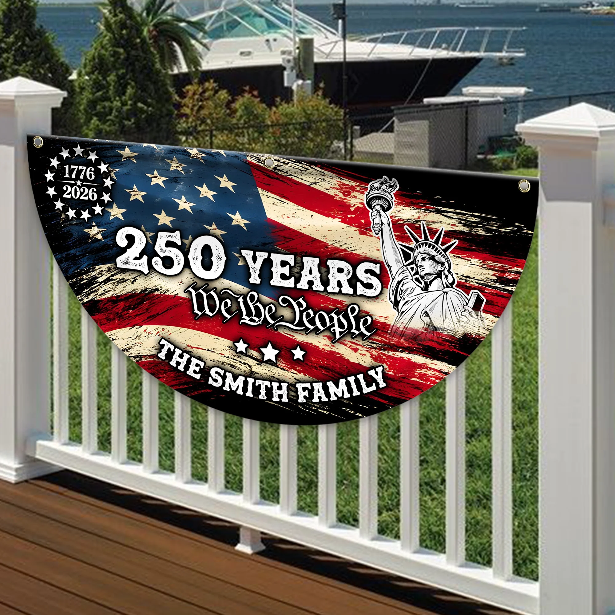 Custom Family Name 250 Years We The People Non-Pleated Fan Flag HA75 920908 - Image 2