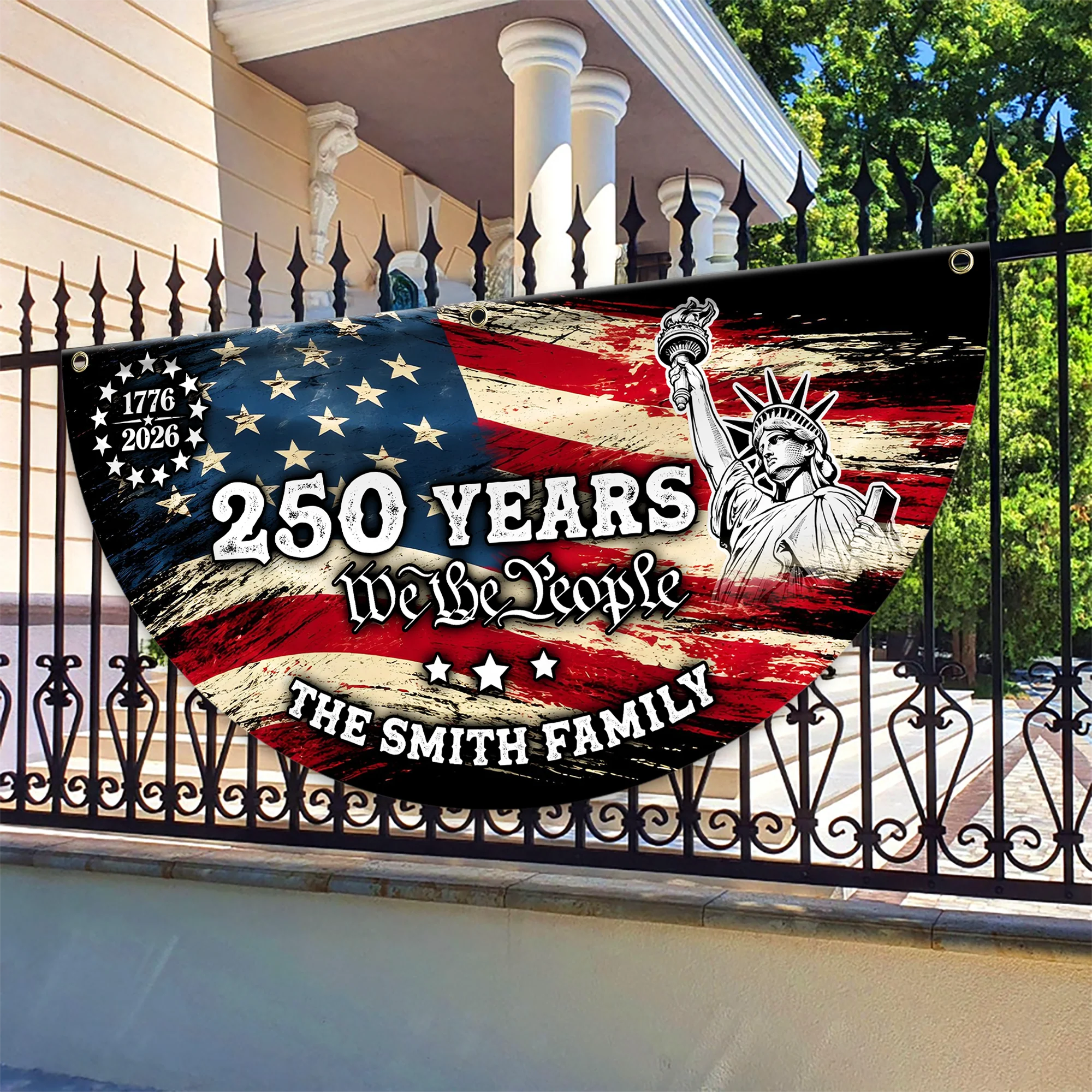 Custom Family Name 250 Years We The People Non-Pleated Fan Flag HA75 920908 - Image 3