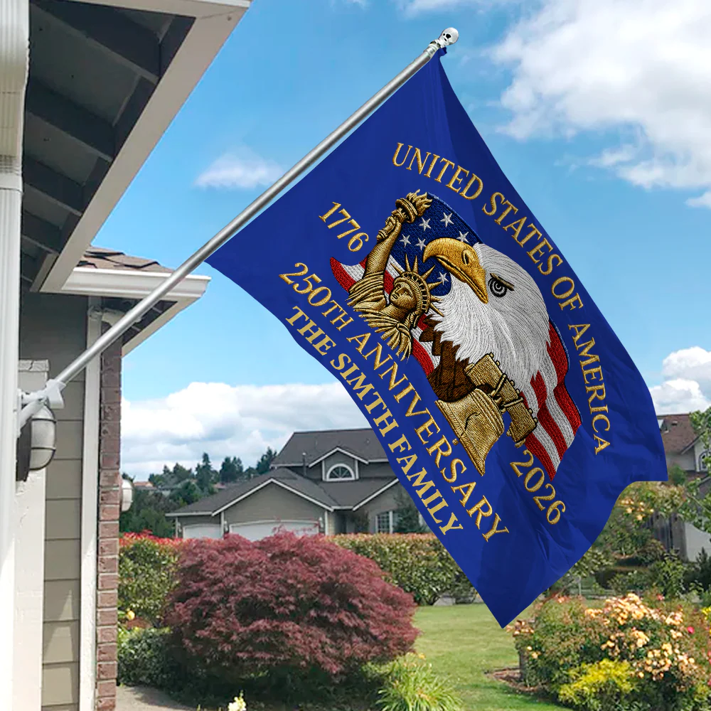Custom Family Name 250th Anniversary United States Of America 1776-2026 Eagle House Flag HO82 902836 - Image 2