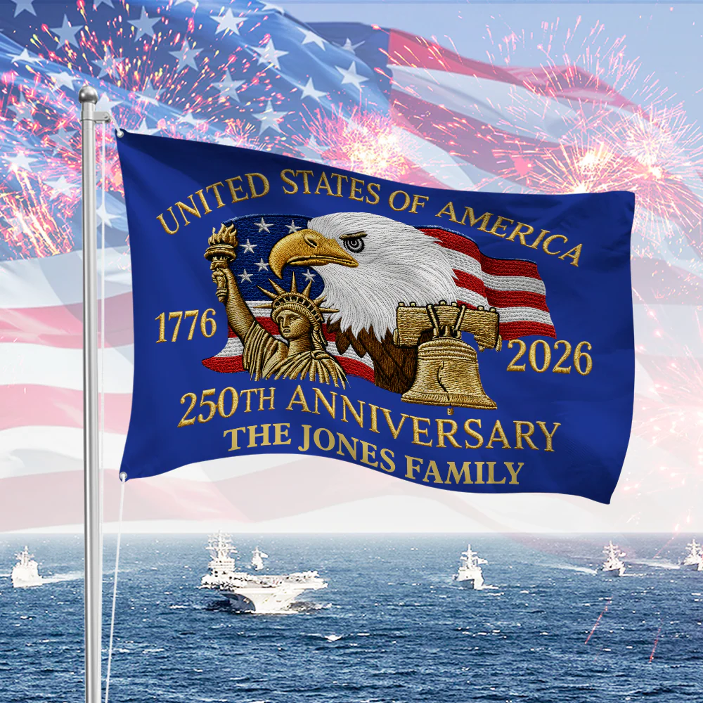 Custom Family Name 250th Anniversary United States Of America 1776-2026 Eagle House Flag HO82 902836 - Image 4