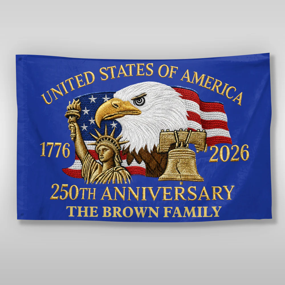 Custom Family Name 250th Anniversary United States Of America 1776-2026 Eagle House Flag HO82 902836 - Image 6