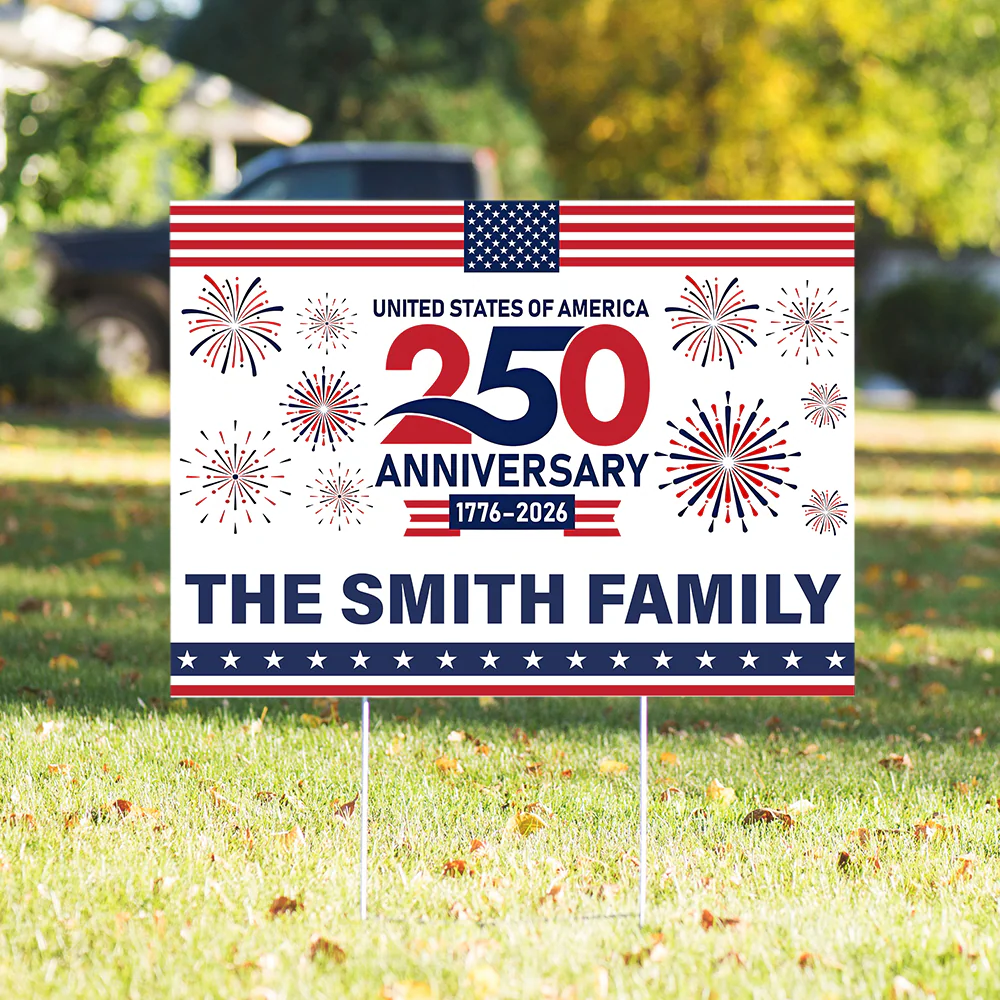 Custom Family Name 250th Anniversary United States Of America 1776-2026 Yard Sign HO82 902810 - Image 2