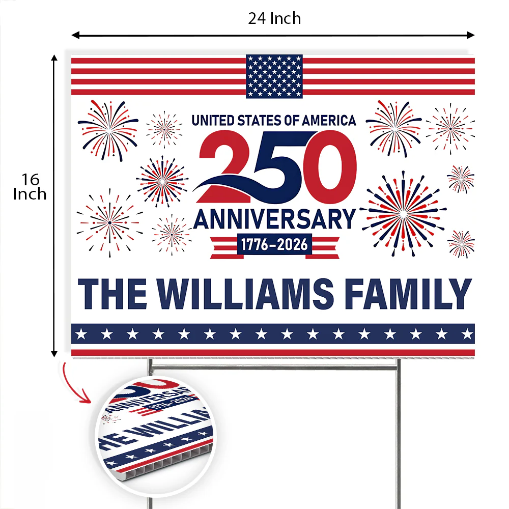 Custom Family Name 250th Anniversary United States Of America 1776-2026 Yard Sign HO82 902810 - Image 5