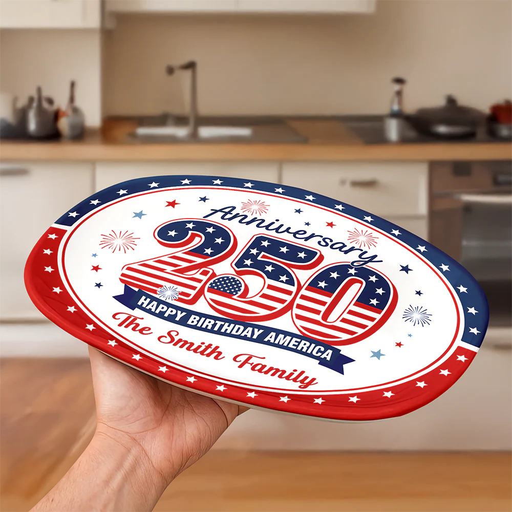 Custom Family Name 250th Happy Birthday America 1776-2026 Anniversary Platter HO82 902694 - Image 2