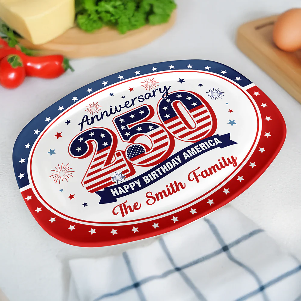 Custom Family Name 250th Happy Birthday America 1776-2026 Anniversary Platter HO82 902694 - Image 5