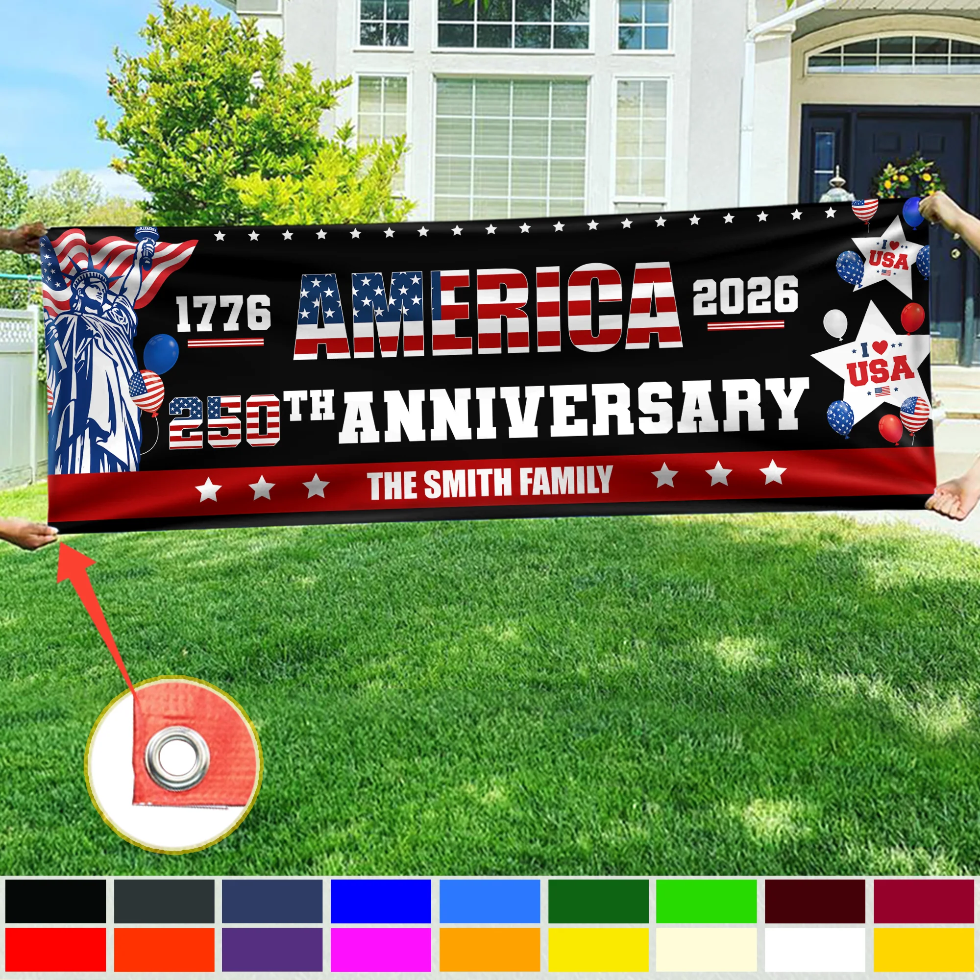 Custom Family Name America 1776-2026 250th Anniversary Banner HA75 920902 - Image 4