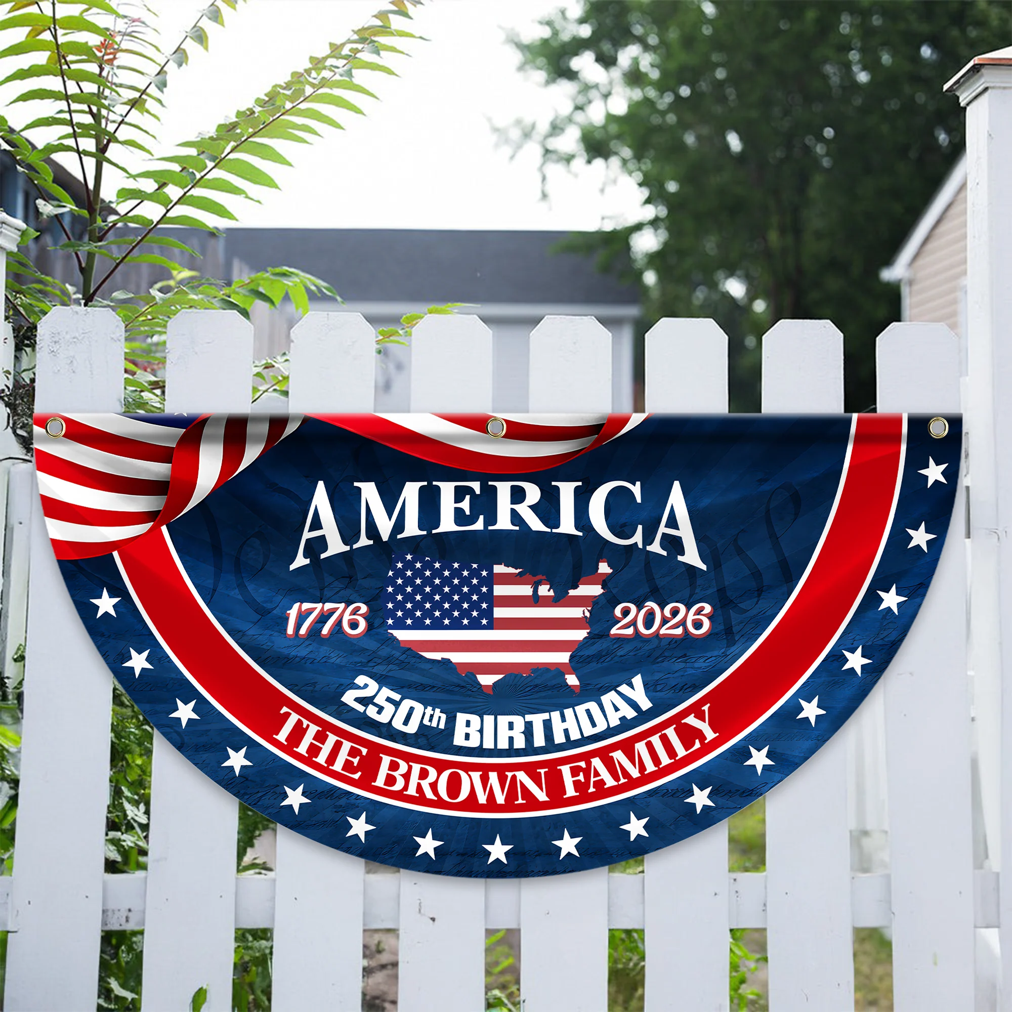 Custom Family Name America 1776-2026 Non-Pleated Fan Flag HA75 920366 - Image 5