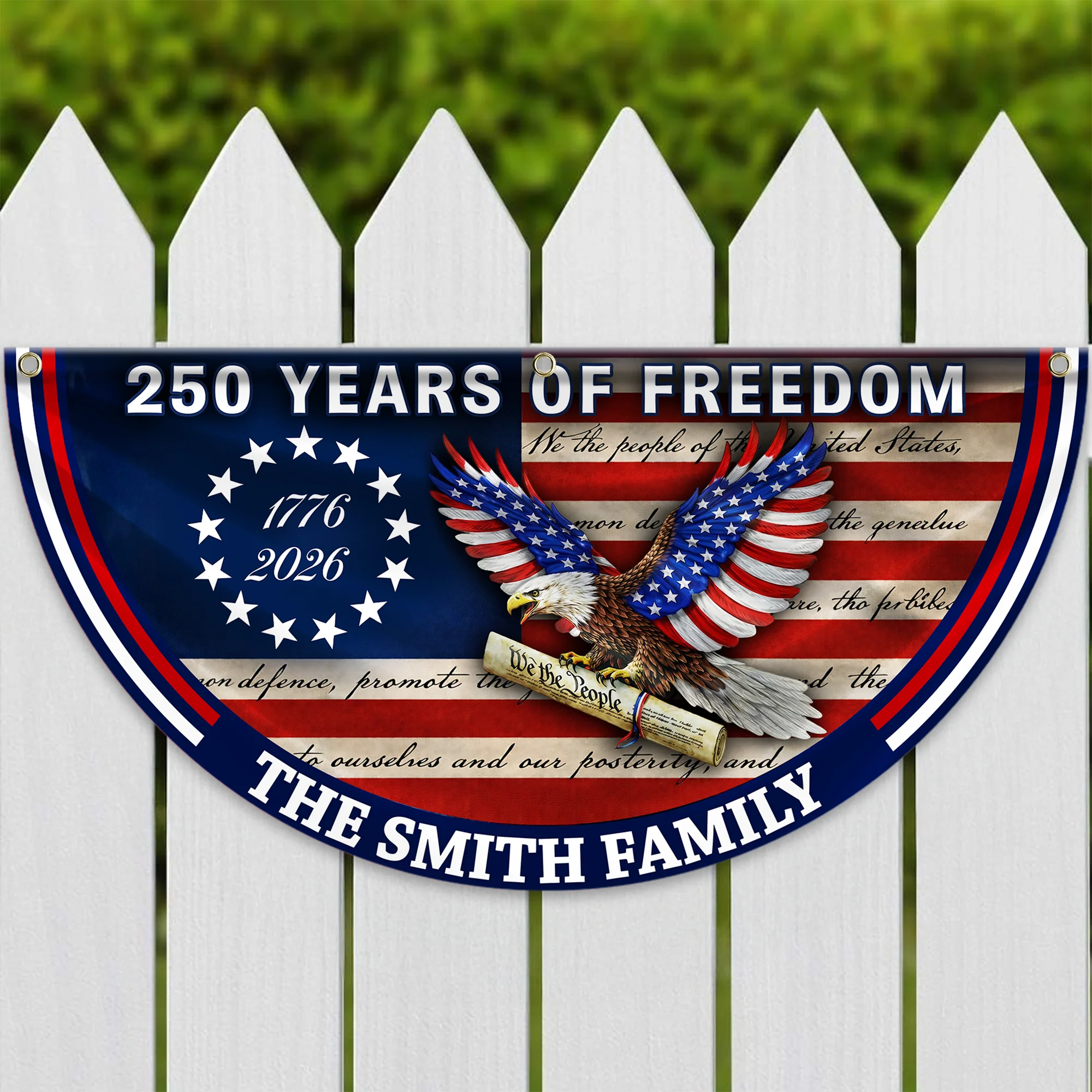 Custom Family Name America Anniversary 250 Years of Freedom Non-Pleated Fan Flag HO82 901604 - Image 2