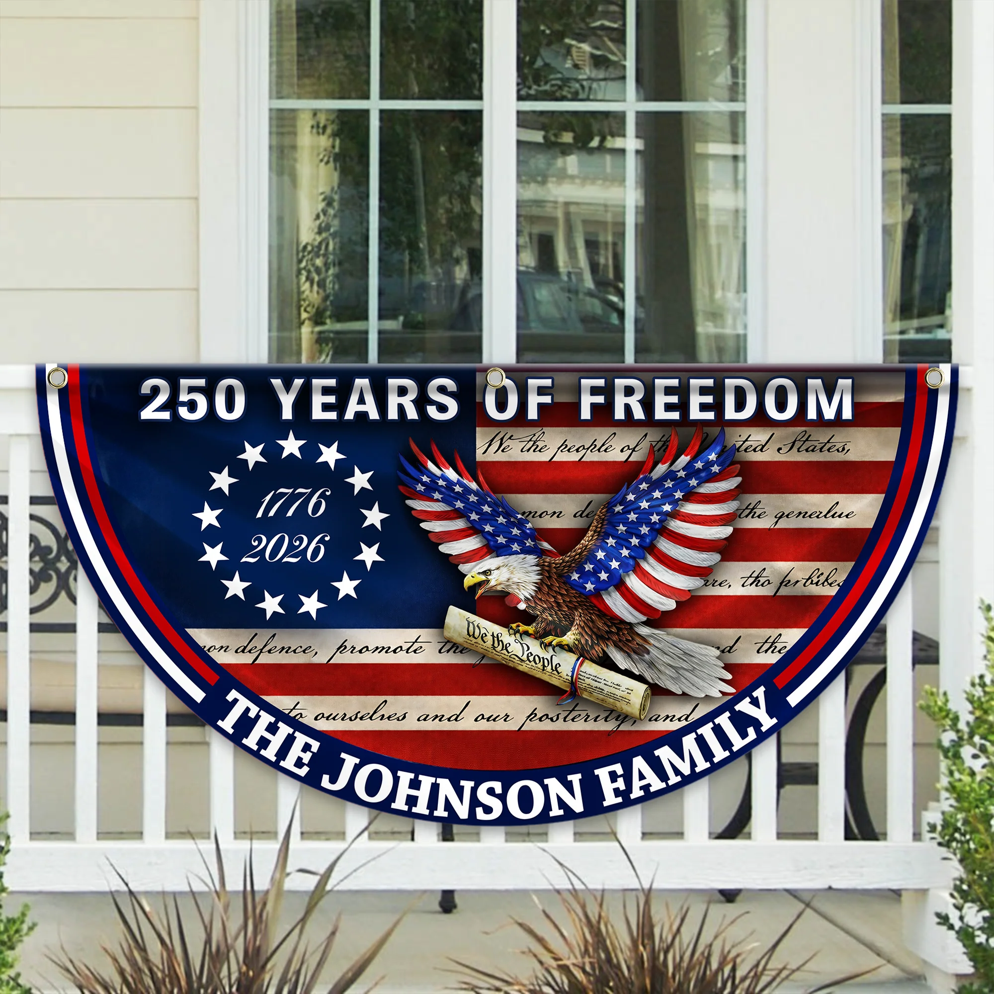 Custom Family Name America Anniversary 250 Years of Freedom Non-Pleated Fan Flag HO82 901604 - Image 6