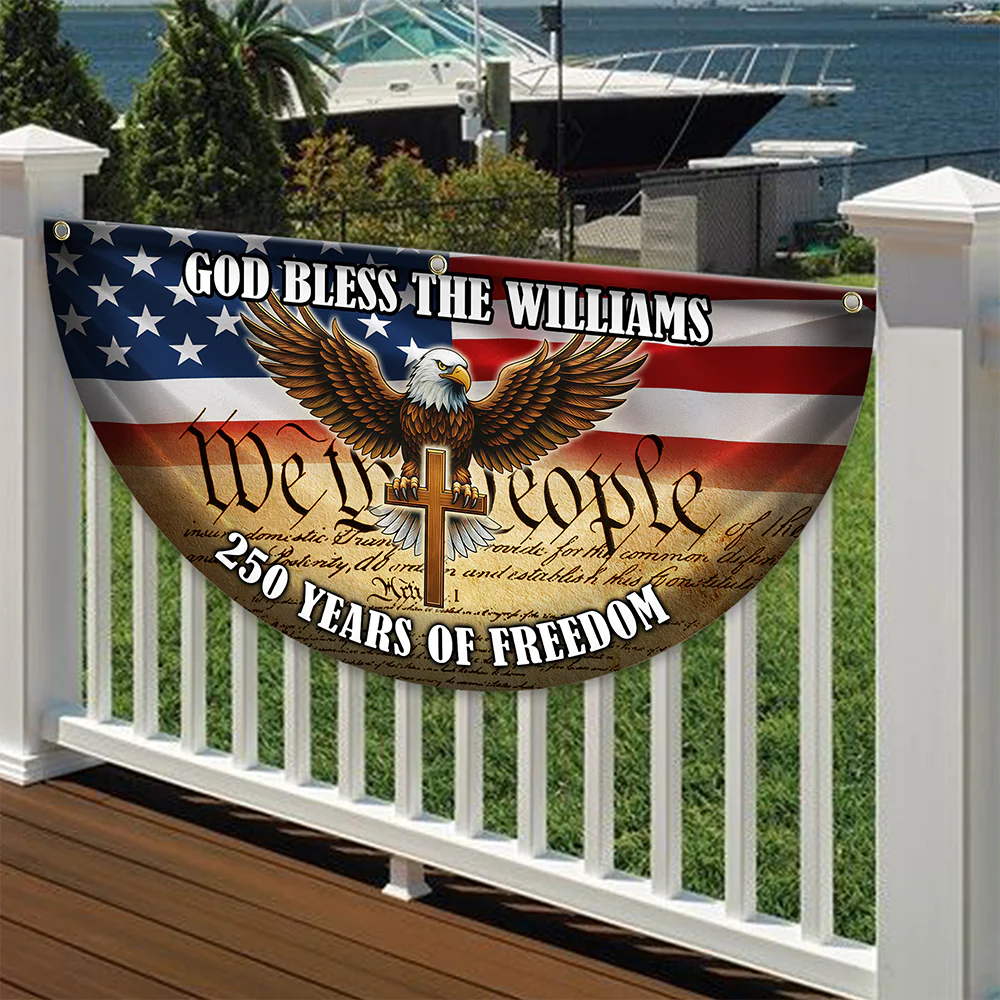 Custom Family Name 250 Years Of Freedom Non-Pleated Fan Flag TH10 169081 - Image 3