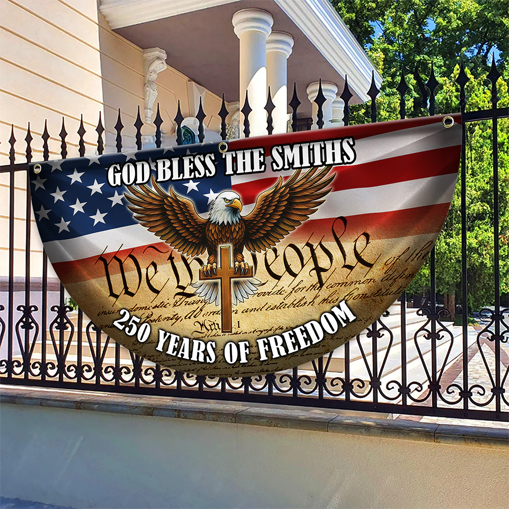 Custom Family Name 250 Years Of Freedom Non-Pleated Fan Flag TH10 169081 - Image 4