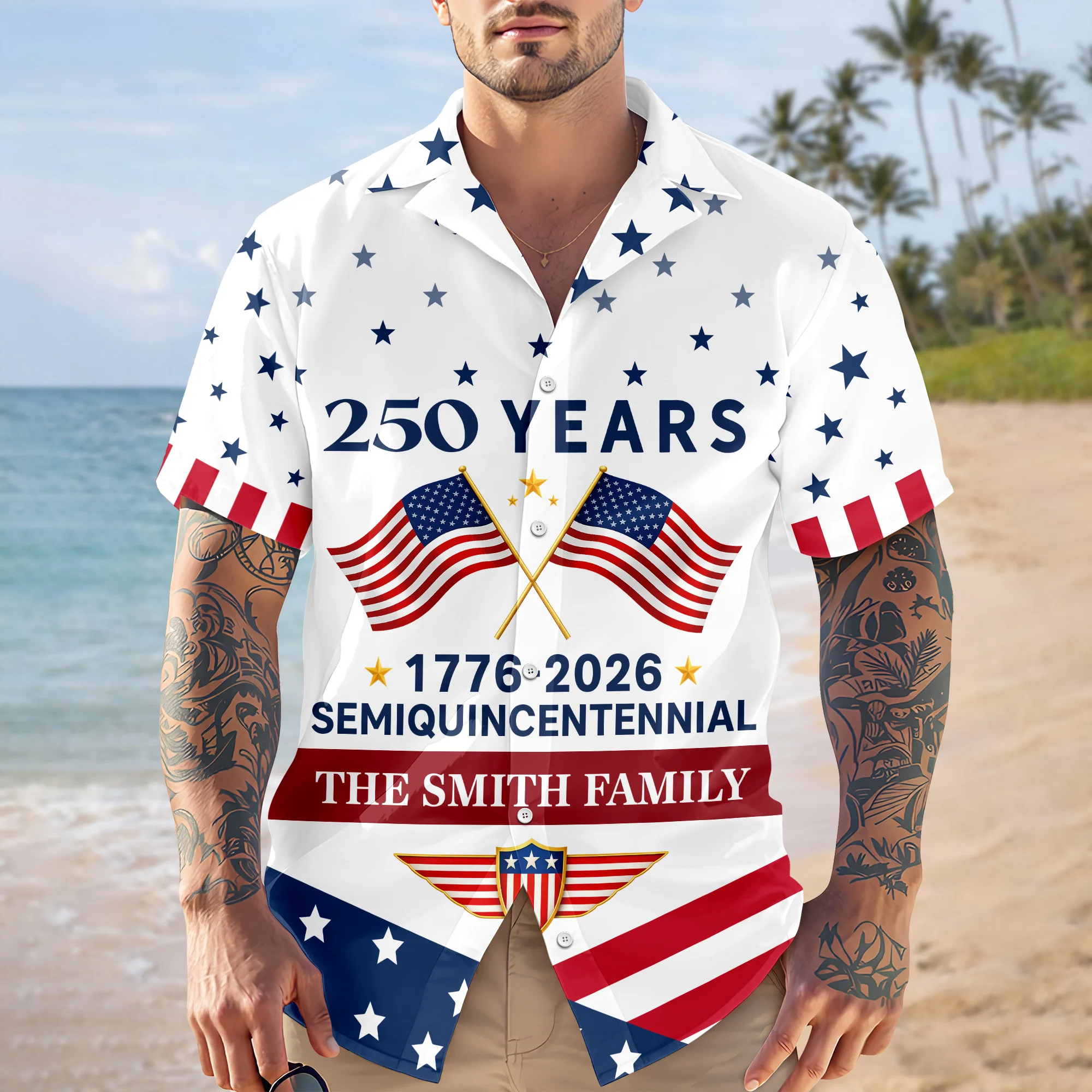 Custom Name USA 250 Years Semiquincentennial 1776-2026 Hawaii Shirt LM32 899543 - Image 10