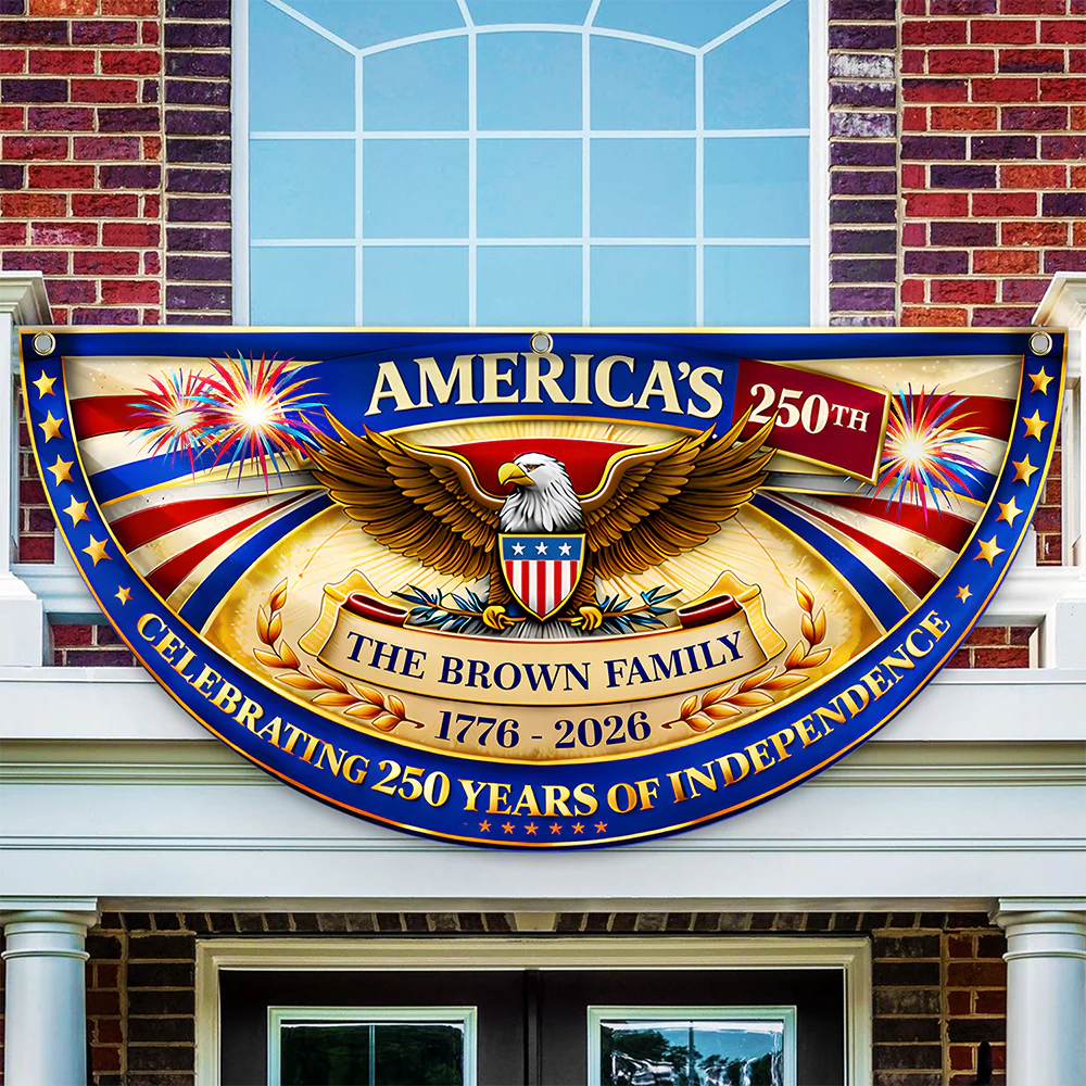 Custom Family Name America Celebrating 250 Years Of Independence 1776 - 2026 Non-Pleated Fan Flag CH07 911102 - Image 2