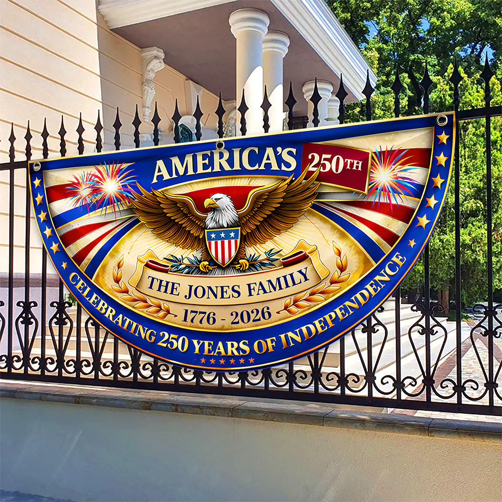 Custom Family Name America Celebrating 250 Years Of Independence 1776 - 2026 Non-Pleated Fan Flag CH07 911102 - Image 3