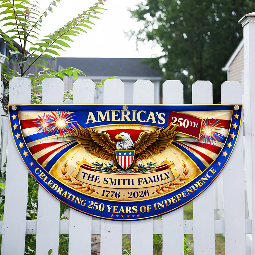 Custom Family Name America Celebrating 250 Years Of Independence 1776 - 2026 Non-Pleated Fan Flag CH07 911102 - Image 4