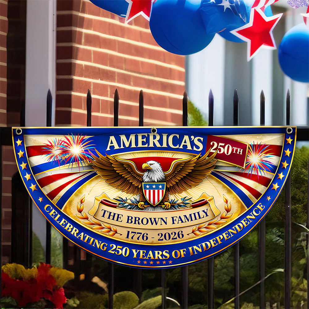 Custom Family Name America Celebrating 250 Years Of Independence 1776 - 2026 Non-Pleated Fan Flag CH07 911102 - Image 5