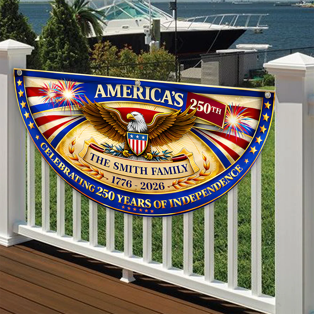 Custom Family Name America Celebrating 250 Years Of Independence 1776 - 2026 Non-Pleated Fan Flag CH07 911102 - Image 7