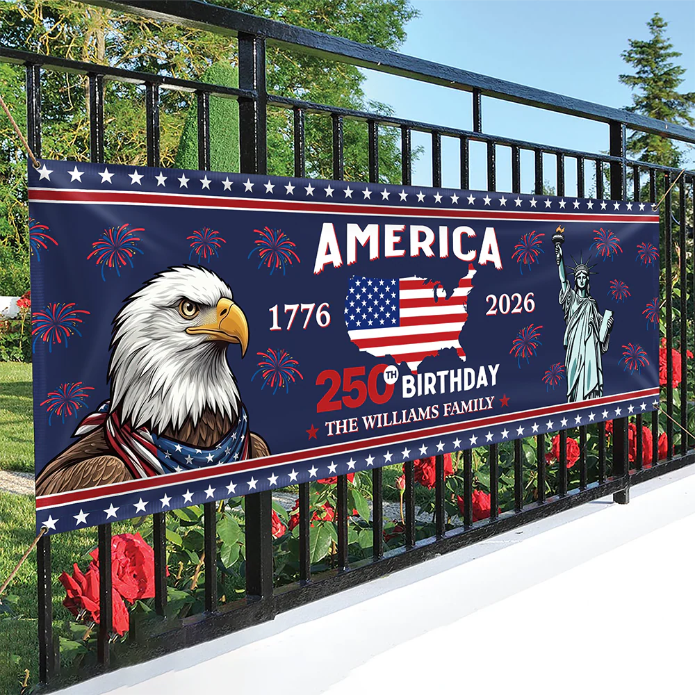 Custom Family Name American 250th Birthday 1776-2026 Banner HA75 920904 - Image 5