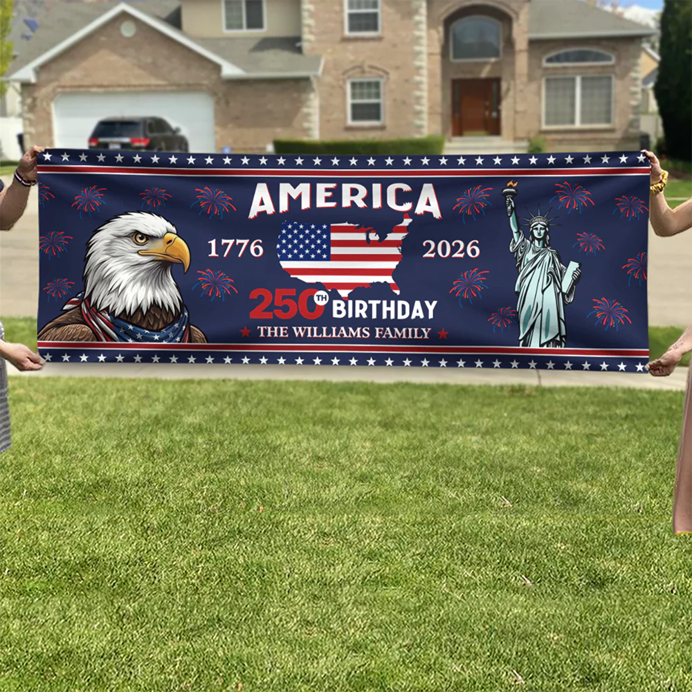 Custom Family Name American 250th Birthday 1776-2026 Banner HA75 920904 - Image 6