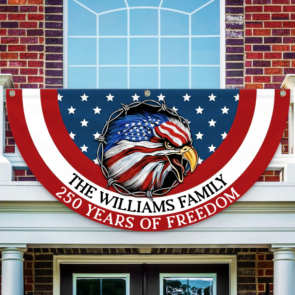 Custom Family Name American Flag 250 Years of Freedom 1776–2026 Patriotic Non-Pleated Fan Flag HO82 901334 - Image 7