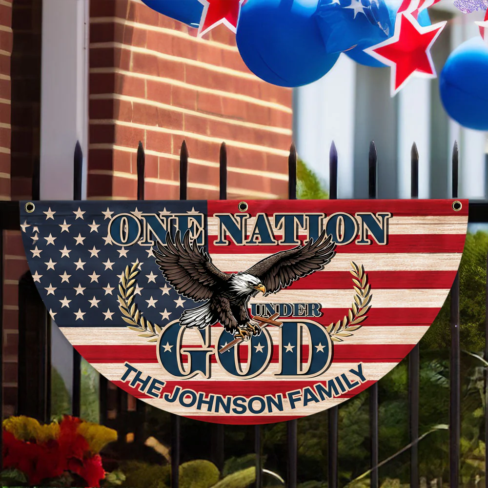 Custom Family Name American Flag One Nation Under God Soaring Patriotic Non-Pleated Fan Flag HO82 901944 - Image 5