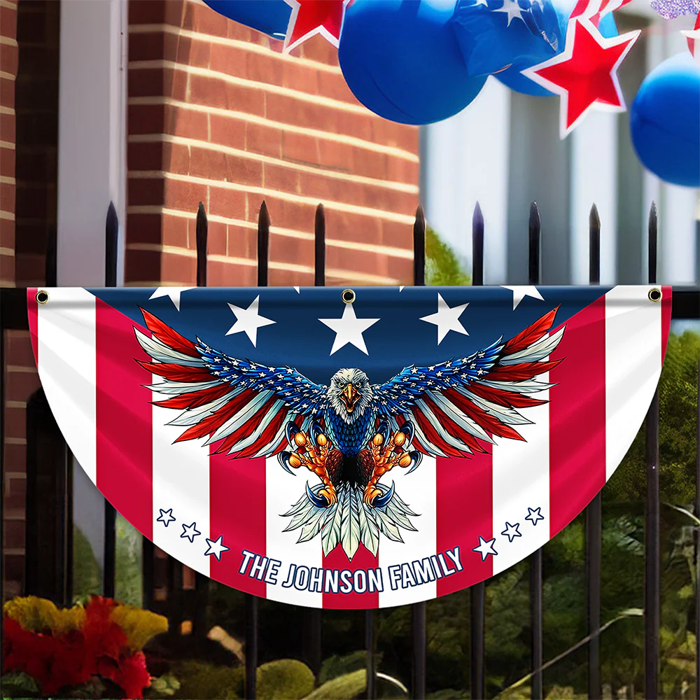 Custom Family Name American Flag Patriotic Eagle American Non-Pleated Fan Flag HA75 898788 - Image 5