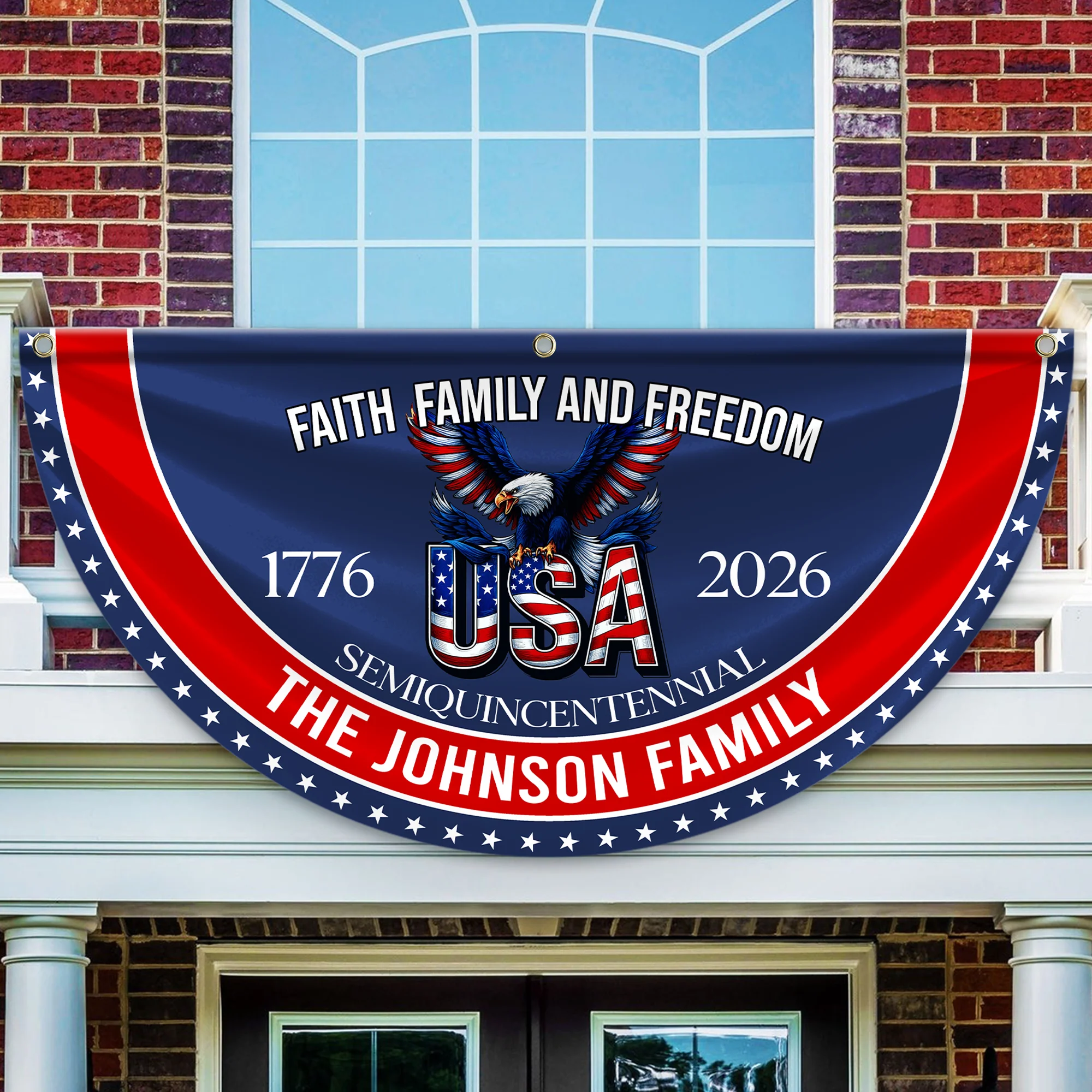 Custom Family Name Faith, Family & Freedom 250th Anniversary of America Non-Pleated Fan Flag CH07 910236 - Image 7