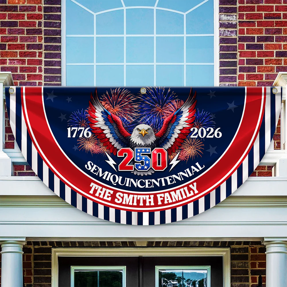 Custom Family Name Flag 250 Years America Non-Pleated Fan Flag CH07 910822