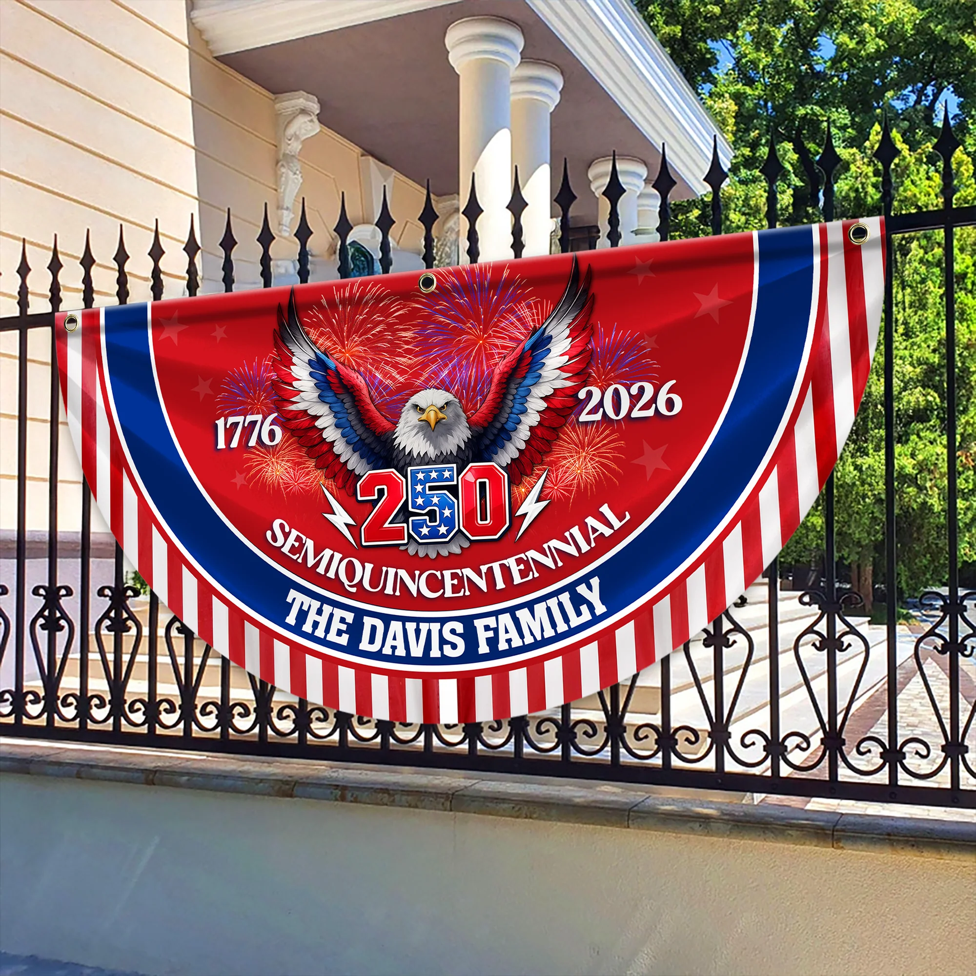 Custom Family Name Flag 250 Years America Non-Pleated Fan Flag CH07 910822 - Image 6