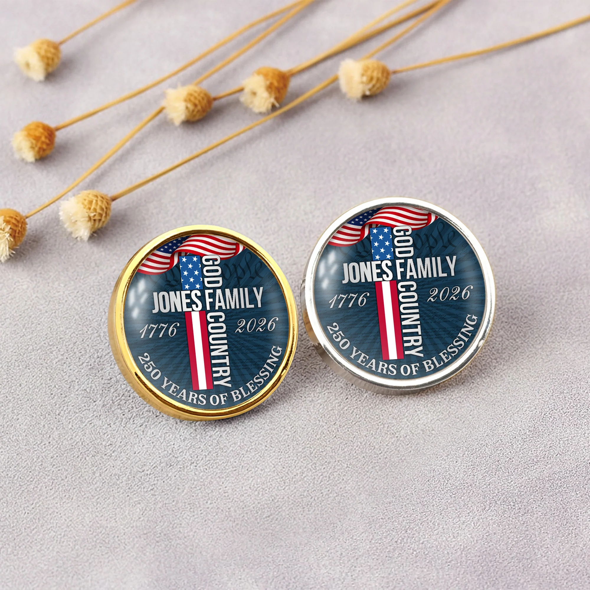 Custom Family Name Blessing God Country Cross USA 250 Years of Blessing 1776–2026 Lapel Pin LM32 899681 - Image 5