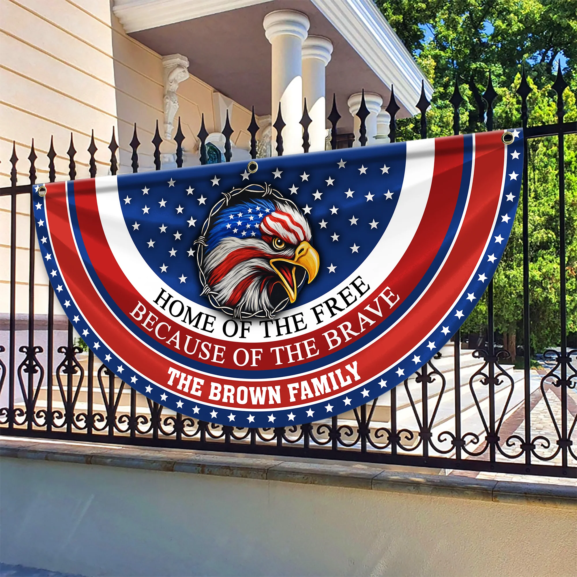 Custom Family Name Home Of The Free Because Of The Brave Non-Pleated Fan Flag CH07 910180 - Image 2