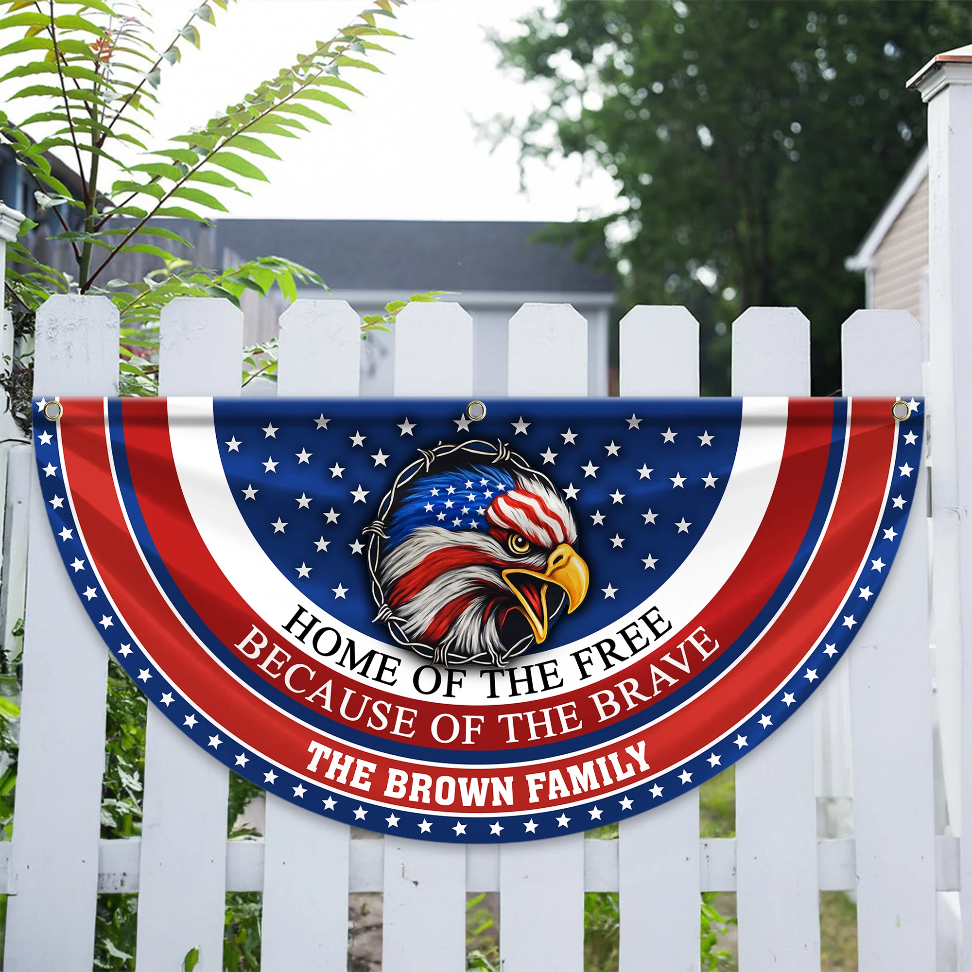 Custom Family Name Home Of The Free Because Of The Brave Non-Pleated Fan Flag CH07 910180 - Image 5