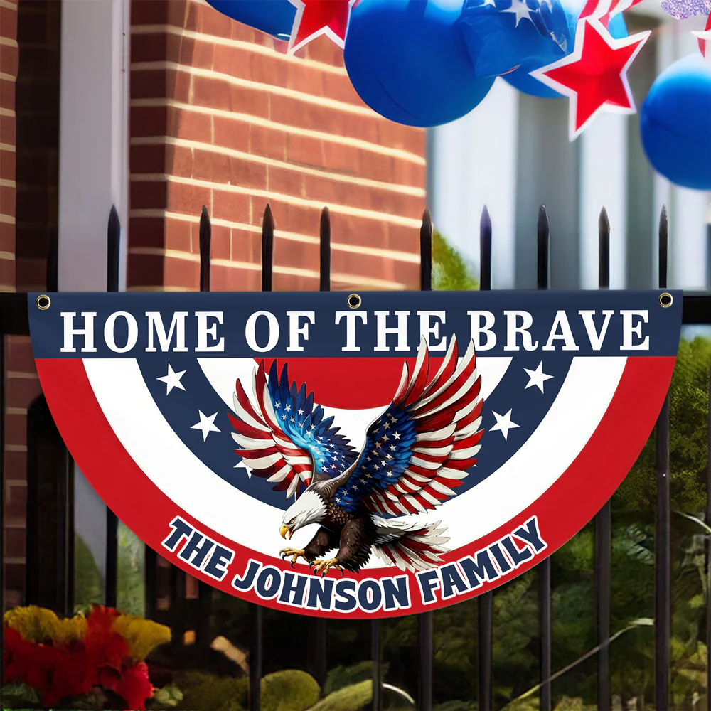 Custom Family Name Home Of The Brave Patriotic Eagle Non-Pleated Fan Flag HO82 901942 - Image 6